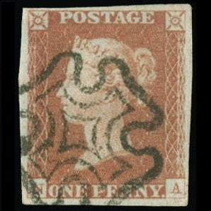 0008 SG8 1d Red-brown Pl.21. "Superb used" Cat: £60