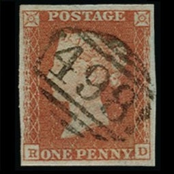 0008 SG8 1d Red-brown Pl.94. "Very fine used" Cat: £45