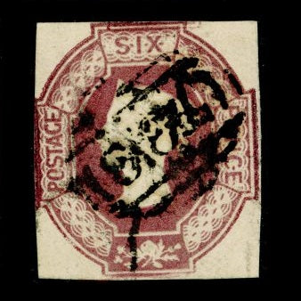 0058 SG58, 6d mauve, Cut Square, 